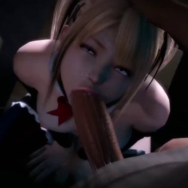 dead or alive, marie rose, audionoob, pockyinsfm, blonde hair, blue eyes, eye contact, fellatio, just the tip, oral, small breasts, twintails, animated, sound, video