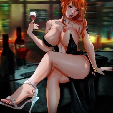 one piece, nami, lasgaclaven, classy, date, heels, orange hair, solo female