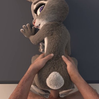 disney, zootopia, judy hopps, adamb/fluffy, bdanimare, 4 fingers, all fours, ambiguous penetration, anthro, anthro penetrated, body hair, doggystyle, duo, erection, eyebrows