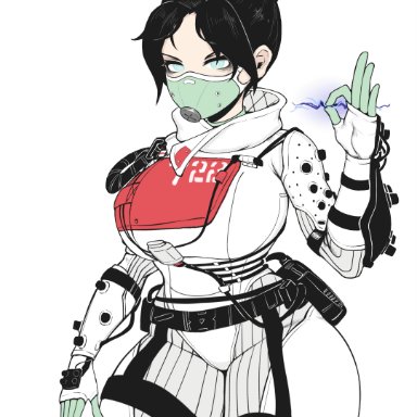 apex legends, wraith (apex legends), unknown artist, alternate breast size, belt, big ass, big breasts, big butt, big hips, big thighs, bottom heavy, breast squeeze, breasts, breasts out, bubble ass