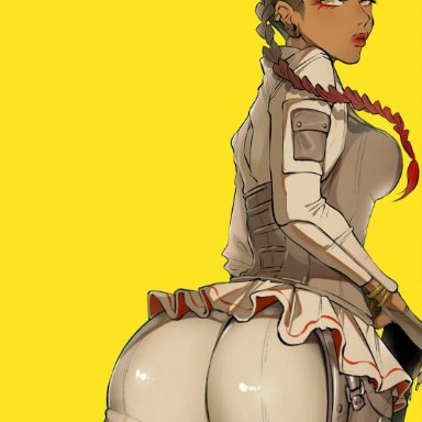 apex legends, loba, loba (apex legends), loba andrade, unknown artist, ass squeeze, back view, belt, big ass, big breasts, big butt, big hips, big thighs, bottom heavy, breast hold