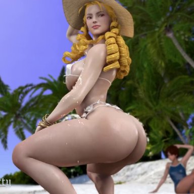 capcom, street fighter, karin kanzuki, almightypatty, 2girls, ass, ass shake, athletic, athletic female, big ass, big breasts, braid, breasts, bubble ass, bubble butt