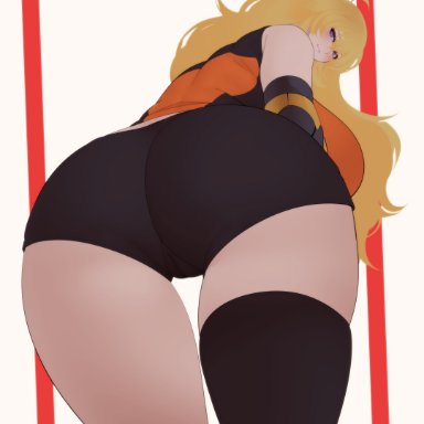 rwby, yang xiao long, nachocobana, 1girls, ass, big ass, female, female only, looking at viewer, looking back, solo