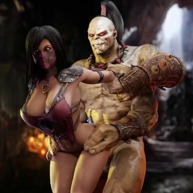 mortal kombat, goro, mileena, rexxcraft, breasts, clothing, doggy style, hetero, male/female, medium breasts, monster, rexxworld, sex, 3d (artwork), blender