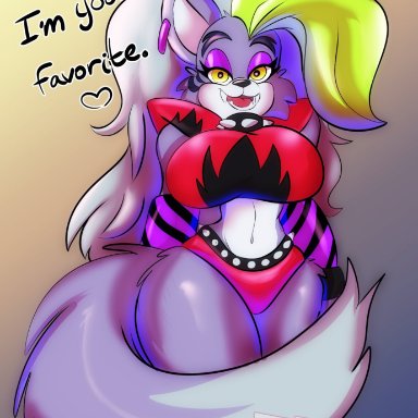 five nights at freddy's, roxanne wolf (fnaf), solraticart, big breasts, female, thick thighs, wolf, tagme