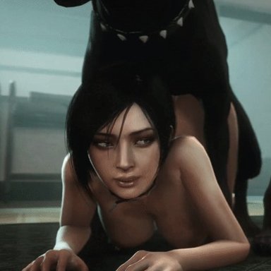 resident evil, resident evil 2, resident evil 2 remake, ada wong, noname55, asian, asian female, black hair, canine, completely naked, completely nude, completely nude female, doggy style, dominant feral, femsub