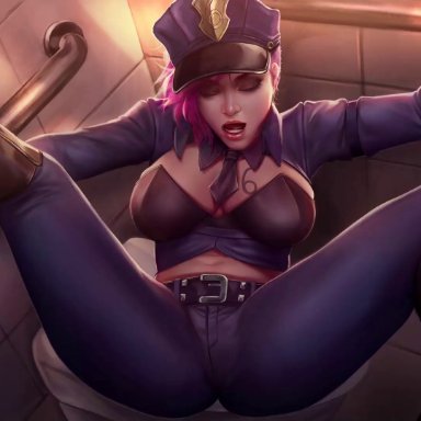 league of legends, vi, firolian, 1girls, after rape, boob squeeze, boobs, female, female focus, grabbing breasts, lesbian with male, male, penetration, penis, rape