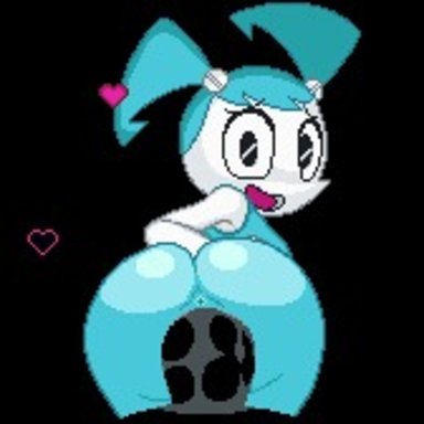 my life as a teenage robot, nickelodeon, jenny wakeman, mikituu, smiles, ass, big butt, black eyes, blue body, blue skin, bodily fluids, female, genital fluids, genitals, heart