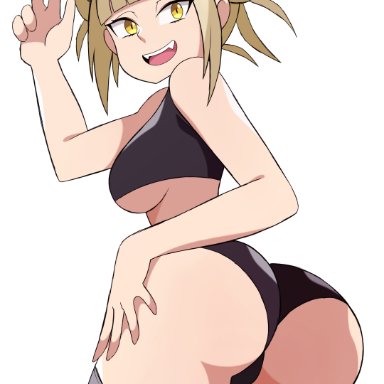 my hero academia, himiko toga, abysswatchers, 1girls, ass, big ass, big butt, blonde hair, breasts, double bun, eye contact, female, looking at viewer, solo, standing