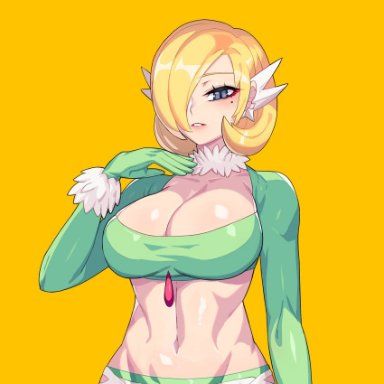 game freak, nintendo, pokemon, cynthia (pokemon), gardevoir (cosplay), pokemon (cosplay), drunkoak, 1girl, big breasts, blonde hair, breasts, cosplay, female, fur choker, grey eyes