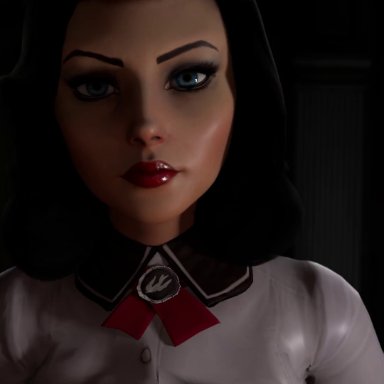 bioshock, bioshock infinite, elizabeth, elizabeth (bioshock infinite), elizabeth comstock, lidomaine7, 1girl, 1girls, areolae, black hair, blue eyes, boobjob, breast grab, breasts, clothed