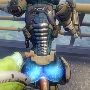 apex legends, ash (titanfall), crypto (apex legends), simulacrum, dzooworks, 1boy1girl, ass, grabbing, grabbing from behind, human, human penetrating, large penis, multiple views, outside, pov