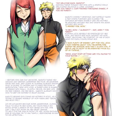 naruto, naruto (series), naruto shippuden, uzumaki kushina, uzumaki naruto, aarokira, 1boy, 1boy1girl, 1girls, adult, age difference, before sex, female, imminent sex, incest