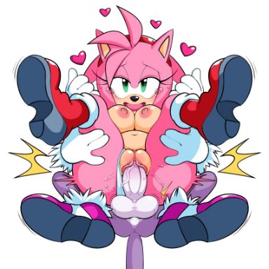 sega, sonic (series), sonic the hedgehog (series), amy rose, blaze the cat, watatanza, anthro, bodily fluids, crying, duo, felid, female, female on top, futanari, genital fluids