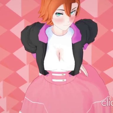 koikatsu, ppppu, rwby, nora valkyrie, anonbluna, ahegao, big breasts, blush, boots, bouncing breasts, clothed, clothed sex, crop top, cum in pussy, cyan eyes