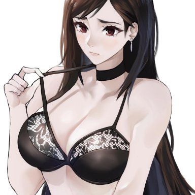 final fantasy, final fantasy vii, tifa lockhart, tommietomm, 1girls, big breasts, black hair, bra, breasts, brown eyes, choker, cleavage, earings, earrings, female