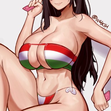 final fantasy, final fantasy vii, tifa lockhart, w4kih, bikini, busty, cleavage, female, female focus, female only, hourglass figure, italian flag, wide hips, italian senate hack, tagme