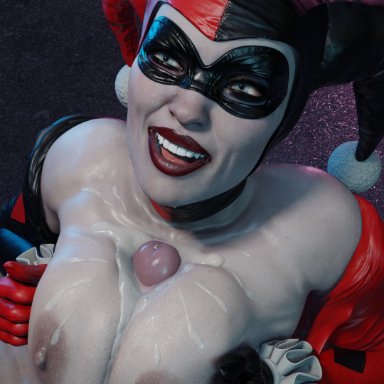 batman (series), dc, dc comics, harley quinn, harley quinn (classic), echiee, 1girls, big breasts, breasts, cum on breasts, female, female focus, nipples, paizuri, penis