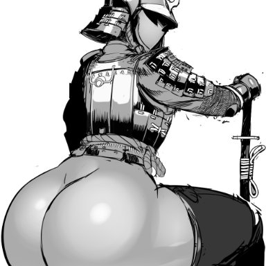 nisetanaqa, armor, ass, big ass, helmet, huge ass, samurai