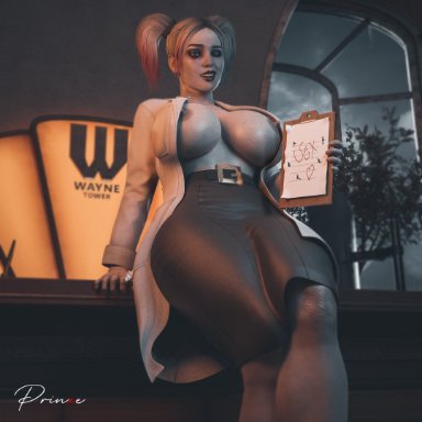 batman (series), dc, dc comics, injustice 2, harleen quinzel, harley quinn, prinxe, big ass, big breasts, big butt, blonde hair, blue eyes, breasts, bubble ass, bubble butt