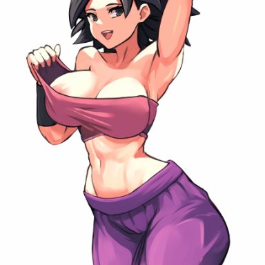 dragon ball, dragon ball super, dragon ball z, caulifla, xhaart, baggy pants, female, female only, fit, fit female, midriff, nipple slip, tagme