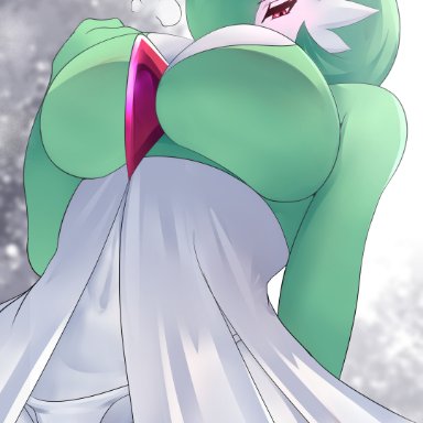 nintendo, pokemon, gardevoir, pok&#233;mon (species), sana!rpg, 1girls, anthro, breasts, chest spike, cleavage, clothed, clothed female, female, female only, green clothing