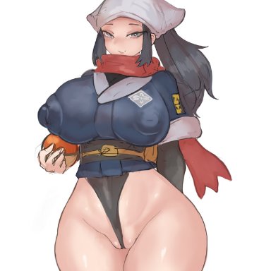 nintendo, pokemon, pokemon legends: arceus, akari (pokemon), girlsay, 1girls, big ass, big butt, female, female only, hips wider than shoulders, huge butt, solo, thick, thick hips