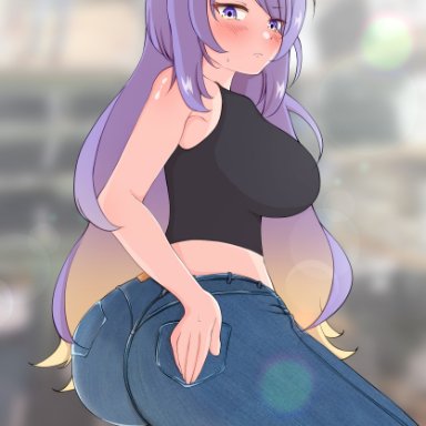 hololive, hololive indonesia, moona hoshinova, suica koubou, ass, big ass, big breasts, big butt, blush, busty, dat ass, female, female only, hourglass figure, huge ass