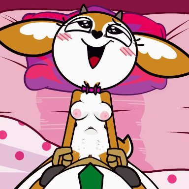 aggressive retsuko, chief komiya, tsunoda, canary primary, canaryprimary, 1boy, 1boy1girl, 1girls, anthro, anthro on anthro, anthro only, areola, bouncing breasts, breasts, faceless male