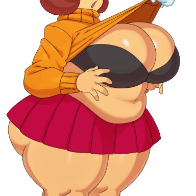 hanna-barbera, scooby-doo, velma dinkley, sssonic2, 1girls, ?!, ass, big ass, big breasts, big butt, bra, breasts, brown hair, chubby, chubby female