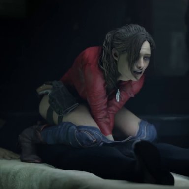 out of time, resident evil, resident evil 2 remake, claire redfield, mimihungva, zmsfm, 1boy, 1boy1girl, 1girls, anal, anal penetration, anal riding, anal sex, anxious, armed