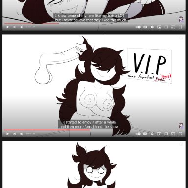 jaiden animations, youtube, jaiden, vaz0v, 1girl, 1girls, big penis, blush, brown hair, cum, disembodied penis, female, female focus, hair, hair fetish