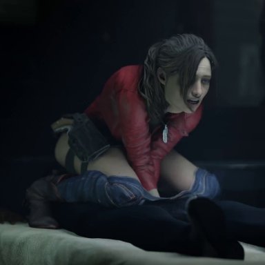 out of time, resident evil, resident evil 2 remake, claire redfield, marvin branagh, mimihungva, zmsfm, 1boy, 1girls, anal, anal penetration, anal riding, anal sex, anxious, armed