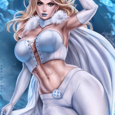 marvel, x-men, emma frost, dandon fuga, abs, blonde hair, blue eyes, female, female focus, tagme