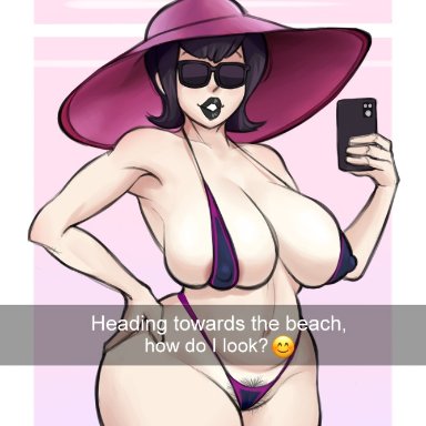 mavis dracula, new3canvas, big breasts, bikini, chubby female, curvaceous, goth, hairy pussy, mother, overflowing breasts, selfie