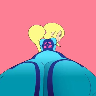 metroid, nintendo, samus aran, zero suit samus, monstrousfrog, volkor, 1boy, 1girls, ass, big ass, black eyes, blonde hair, bounce, bouncing ass, cowgirl position