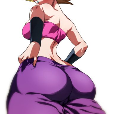 dragon ball, dragon ball super, caulifla, rom, rom taku, 1girls, ass, big ass, big butt, blonde hair, breasts, eye contact, female, female focus, looking at another