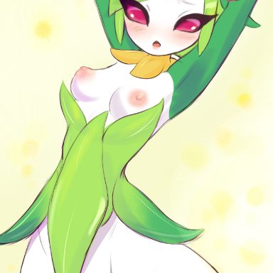 gamefreak, pokemon, pokemon legends: arceus, hisuian lilligant, lilligant, pok&#233;mon (species), berrycreme, 1girls, anthro, areolae, breasts, completely naked, completely nude, completely nude female, female