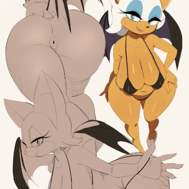 sonic (series), sonic the hedgehog (series), rouge the bat, yuta agc, anthro, showing ass