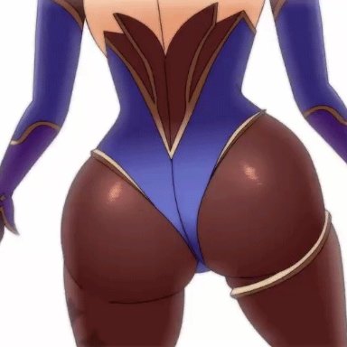 genshin impact, mona (genshin impact), vampiranhya (artist), ass, ass shake, big ass, big butt, large ass, simple background, solo, solo female, white background, animated