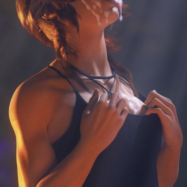 tomb raider, lara croft, son umbasa, cum on face, female, solo, tongue, tongue out