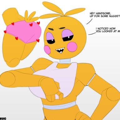 five nights at freddy's, five nights at freddy's 2, fnaf, scottgames, toy chica (fnaf), dsmnup, animatronic, big ass, humanoid, yellow skin, tagme