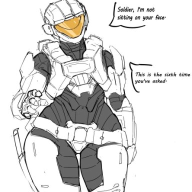 halo (series), spartan (halo), dare to exist, 1girls, armor, female, helmet, solo, standing, wide hips, english text, text