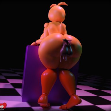 five nights at freddy's, five nights at freddy's 2, toy chica (fnaf), bluefrok, polsy, big ass, big butt, big thighs, cum, disembodied penis, 3d, blender