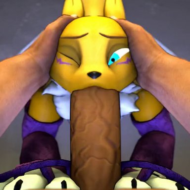 digimon, renamon, big penis, blowjob, face fucking, furry, straight, sucking, 3d, animated, no sound, sfm, source filmmaker, tagme, video