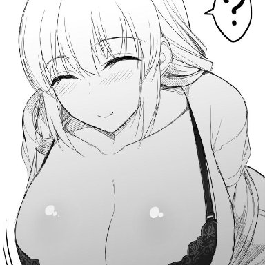 uzaki-chan wa asobitai!, uzaki tsuki, namidame, big breasts, blush, bra, breasts, clothed, fully clothed, lingerie, long hair, milf, smile