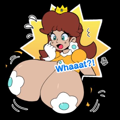 mario (series), mario party, nintendo, princess daisy, easybee, 1girl, 1girls, alternate breast size, big breasts, breast expansion, breasts, crown, earring, earrings, female