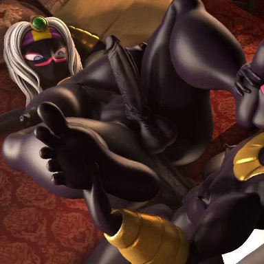 rayhuma, black skin, foot fetish, futanari, large ass, large penis, male on futa, thick ass, thick thighs, wide hips, 3d, animated, no sound, tagme, video