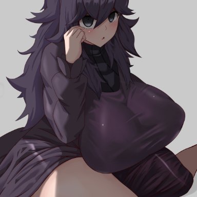 nintendo, pokemon, pokemon xy, hex maniac, kentaka, 1girls, big breasts, breasts, female, hairband, huge breasts, long hair, nipple bulge, purple eyes, purple hair