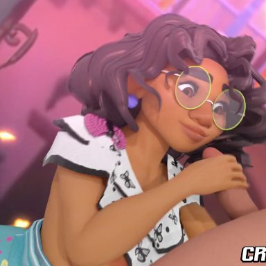 disney, encanto, mirabel madrigal, britishkass, crisisbeat, evilaudio, 1boy, 1girls, big breasts, clothing, doggy style, glasses, job, latina, male/female